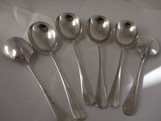 Vintage Silver Plate 6 Soup Spoons Hanovarian Rattail Pattern By Mappin & Webb photo