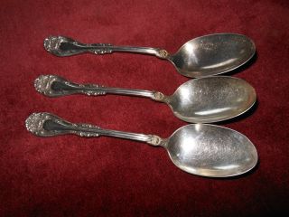 3 Tablespoons Wm A Rogers Sxr Silverplate Spoons 1901 Hanover Pattern Ornate photo