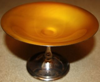 Reed & Barton Silverplate 141 Footed Bowl W/ Gold Enamel photo