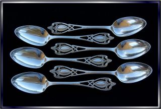 6 Lunt Sterling Silver 1908 Monticello 5 O ' Clock Teaspoons Value $264 Old photo