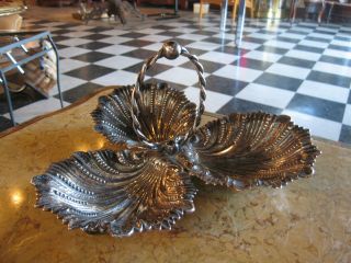 Antique Hallmarked Silver Plated Shell Form Oyster / Serving Dish photo
