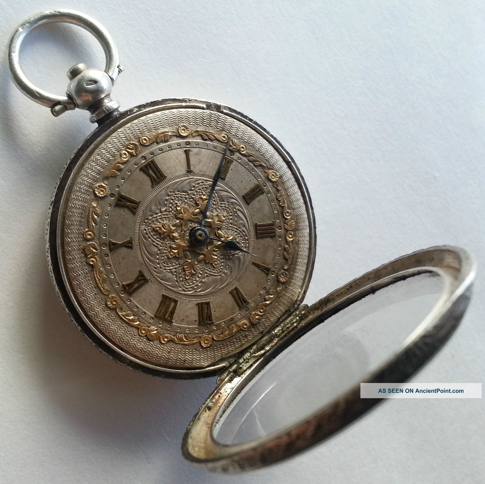 Antique Swiss Solid Silver Pocket Fob Watch,  Ornate Dial Open Face Key Wind Uncategorized photo