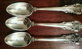 3 Wallace Grand Baroque Sterling Silver Tea Spoons photo