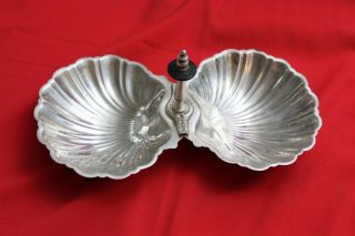 Rare Vintage Silver Plated Double Seashell Tray photo