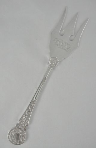Rare Very Ornate Antique Victorian Silver Epns Bread Trident Fork Vgc photo