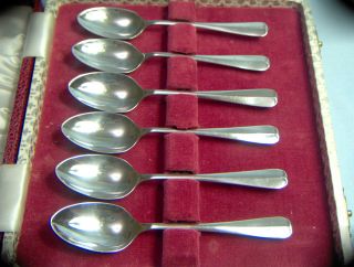Cased Set 6 Solid Silver Hanovarian Spoons Sheff 1945 H.  Fisher & Co photo