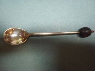 Antique Silver Salt Spoon W/ Coffee Bean Finial photo