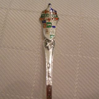 Antique Sterling Silver And Enamel Souvenir Spoon Canada photo