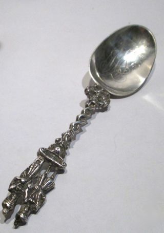 Large Antique Silver Metal Spoon 1800s Commemorative Repousse 75 Grams photo