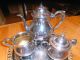 Vtg.  Sheridan Silver On Copper Footed Fancy Tea Pot Set Tea/Coffee Pots & Sets photo 1