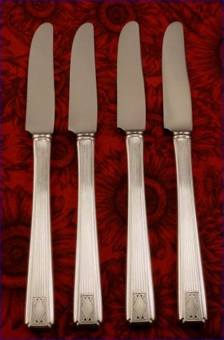 4 Community Noblesse Hh Grille Knives Vintage 1930 Art Deco Oneida Silver Plate photo