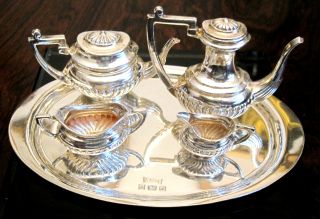 Miniature Sterling Silver Tea Service (5 Pieces) By S J Rose & Sons Rare Quality photo