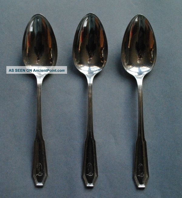 3 Wallace Somerset Sterling Silver Serving Spoons - 165 Grams Wallace photo