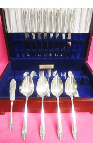 Queen Bess Tudor Plate / 43 Pc Knives - Spoons - Forks - 5 Serving Vintage 1946 photo