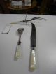 Antique Mother Of Pearl Sterling Band Carving Set Excellent Other photo 4