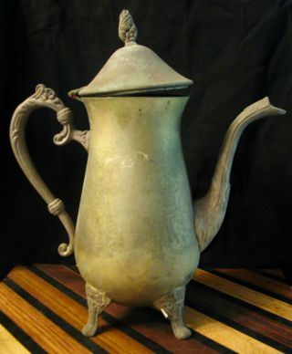 Antique Silver Plated Tea Pot Hand Made By International Silver Co Made In India photo