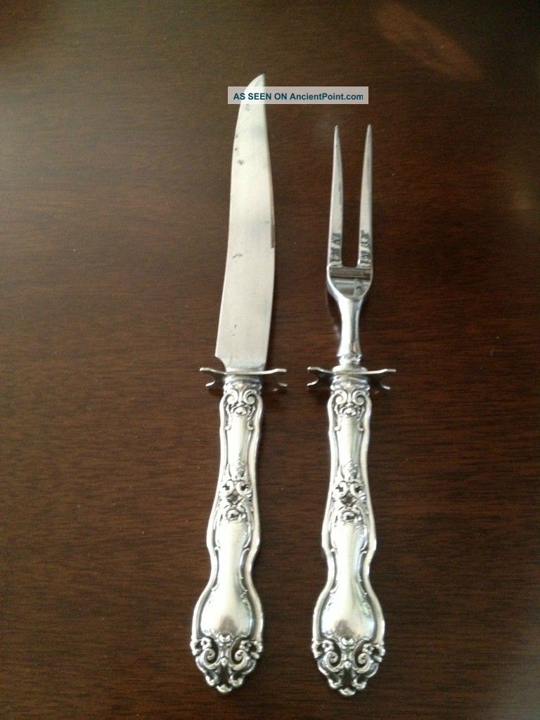 Wallace Sterling Silver Carving Set - La Reine Gorham, Whiting photo