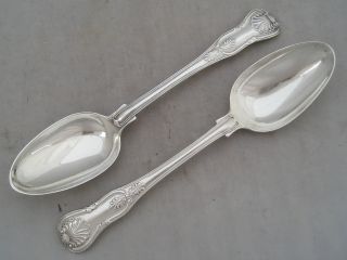 2 William Iv Quality Kings Pattern 1834 Heavy Gauge Silver Serving Spoons 215g photo