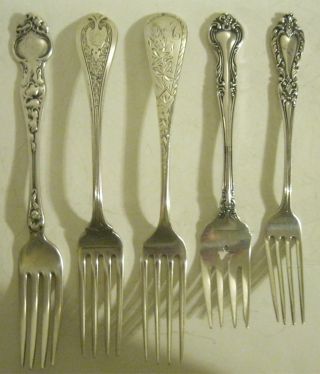 5 Vtg.  Ornate 194g Sterling Silver Forks Antique Mixed Flatware - Not Scrap photo