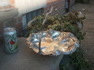 Stunning Antique Silver Plate Cake Basket English / French Hallmarks Art Nouveau photo