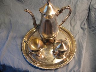 4 Piece Silver Plated Coffee Pot Set photo