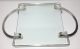 Silverplate & Glass Dinner Tray W/ Two Handles Lenght W/ Handles 13 
