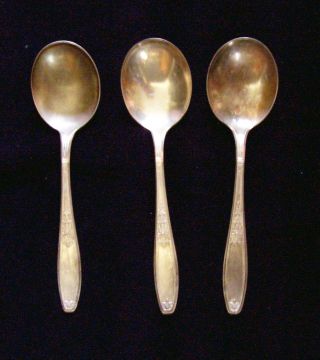 3 1847 Rogers Bros.  Serving Tablespoons Spoons photo