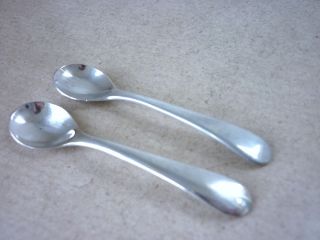 Excellent Pair Silver Old English Condiment Spoons 1965 photo