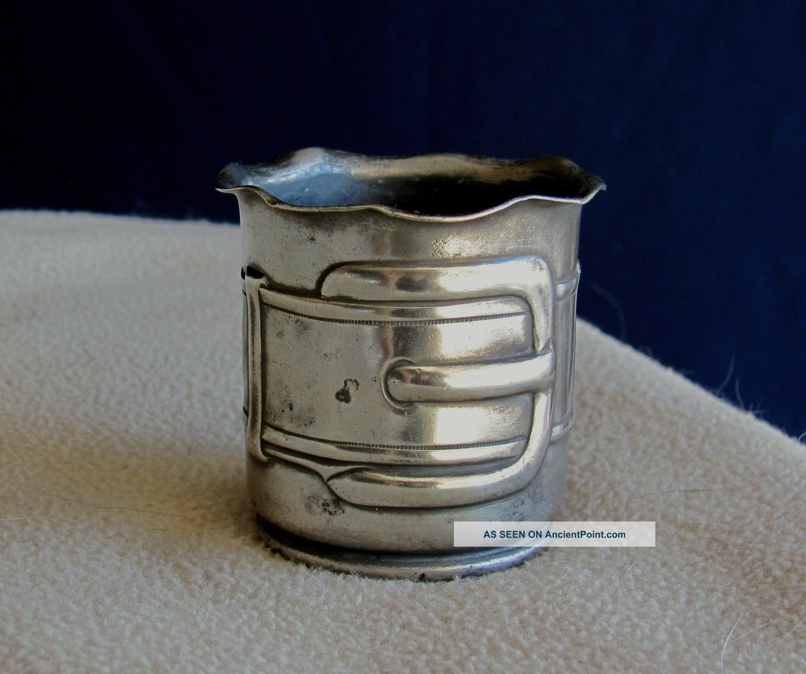 Unusual C1890 Hartford Silverplate Toothpick Holder Embossed Belt & Buckle Other photo