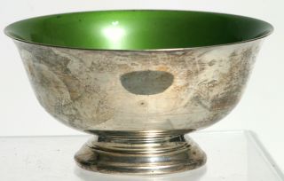 Reed And Barton 102 – Green Sterling Silver Enameled Bowl – Vintage photo