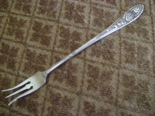 Vintage Long Pickle Fork Arthur A Everts Jewelers Dallas Tx Silverplate photo