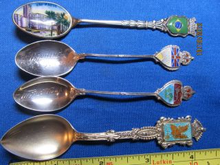 4 Sterling Silver Collector Spoons - 42.  4gm photo