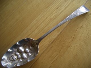 Silver Georgian 1806 Engraved & Emmbossed Bowl Berry Spoon photo