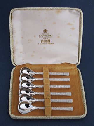 Fine Set 1960s Stainless Steel Tea Spoons By Viners + Box Knife Fork Cutlery photo