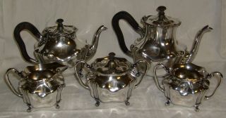 Antique Barbour Silver Co.  Tea/coffee Set - 6 Pc - Art Nouveau Style - Ebony Handles photo
