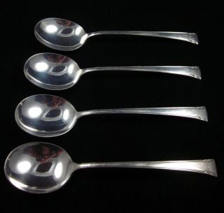 Vintage Sterling International Serenity Round Bowl Cream Soup Spoon (4) (a) photo