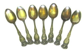 Wm Rogers Souvenir Spoons Set Of 7 photo