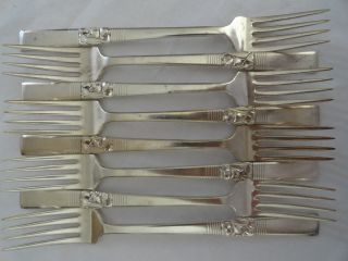 Oneida Community Morning Star Silverplate Flatware Silverware Dinner Forks Set 8 photo