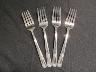 (4) Salad Forks In The Oneida Community 1940 Lady Drake Pattern photo