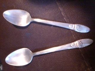 Set Of 2 Silverplated Floral Design Teaspoons By 1847 Rogers Bros photo