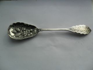 Large Ornate Epns Silver Plated Fruit Spoon.  Victorian? Shell. photo