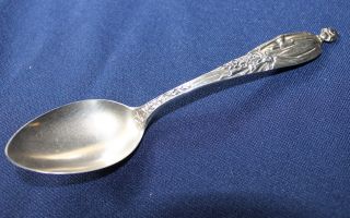 Sterling Silver Souvenir Spoon Of Female Graduate In Cap And Gown photo