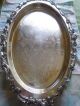 Monogrammed Footed Sheridan Rare Silver Plated Oval Tray Bowls photo 2