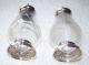 Vintage Sterling Silver & Floral Design Etched Glass Salt & Pepper Shakers 101g Salt & Pepper Shakers photo 2