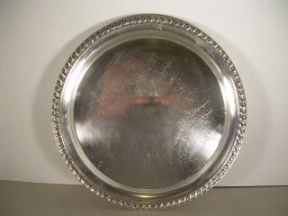 Vintage Silverplated Leonard Serving Tray 12in.  Dia. photo