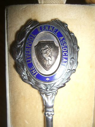Vintage Silver & Enamel Souvenir Spoon Liverpool Kennel Association photo