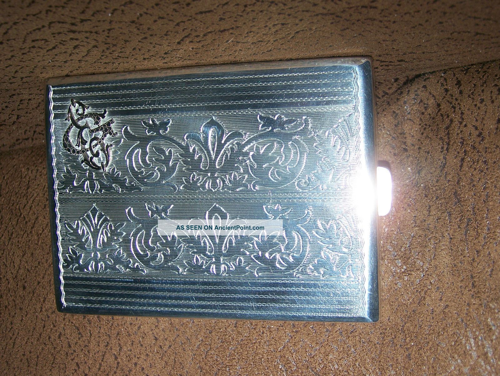 Solid Silver Cigarette Case Inscription In Polish,  Dated 1947 Cigarette & Vesta Cases photo