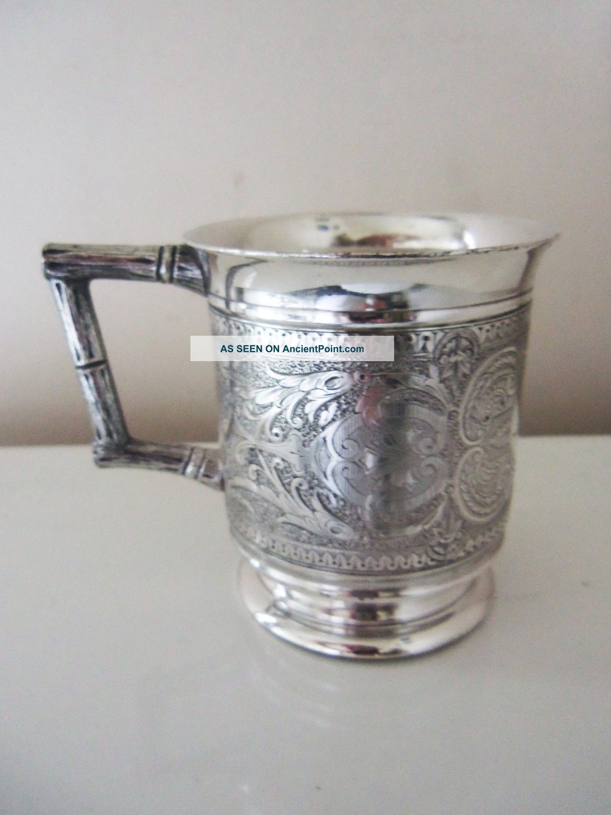 Fabulous Antique Victorian Engraved Silver Childs Cup Boston 1879 Cups & Goblets photo