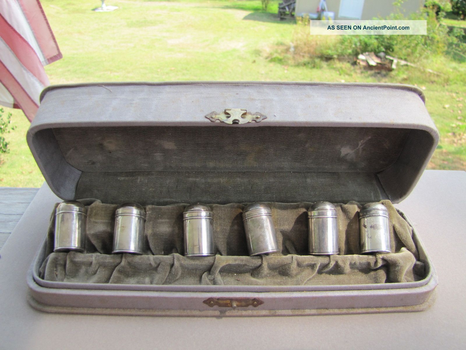 6 Vtg Set Sterling Silver Individual Salt Shakers W Presentation Box Other photo
