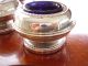 Vintage Set Of 1950 ' S Silver Plated Salt & Mustard Pot With Blue Glass Liner Salt & Pepper Cellars/ Shakers photo 1